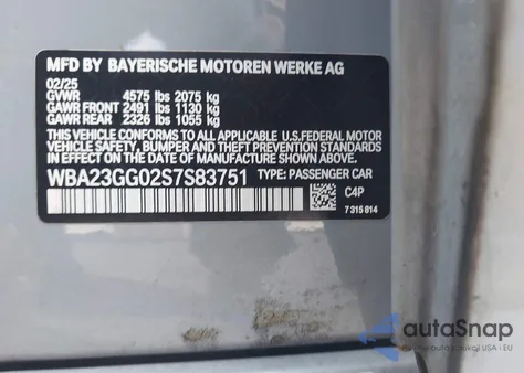 2025 BMW 228 Gran Coupe xDrive из США, поврежденный, VIN WBA23GG02S7S83751